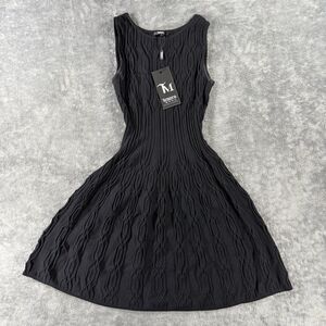 Tesoro Moda Black Pleated Dress Cocktail Gathered Waist Whimsigoth Gothic Grunge